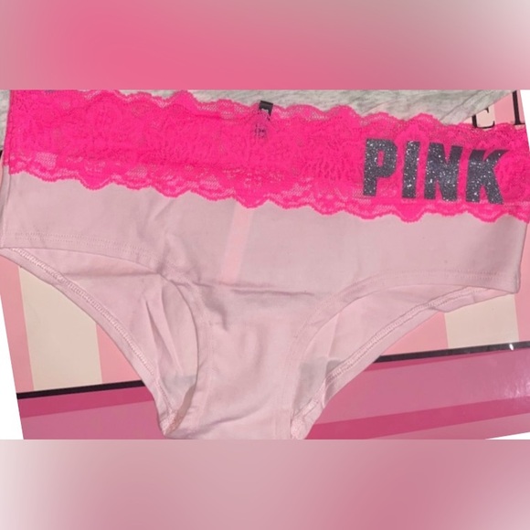 PINK Victoria's Secret Other - Victoria’s Secret PINK cotton panties PINK floral lace hipster neon pink panties